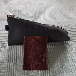 Portland Leather Suede Charcoal Alpine Pouch with Pebbled Brown Card Holder
